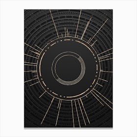 Geometric Glyph Symbol in Gold with Radial Array Lines on Dark Gray n.0078 Canvas Print