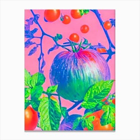 Tomato 2 Risograph Retro Poster vegetable Canvas Print