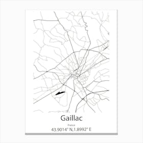 Gaillac,France Minimalist Map Canvas Print