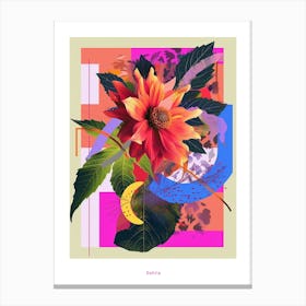 Dahlia 4 Neon Flower Collage Poster Canvas Print