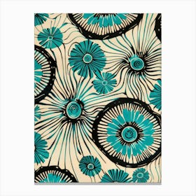 Blue And Black Flowers Canvas Print