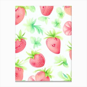 Strawberry Repeat Pattern, Fruit, Gouache Canvas Print