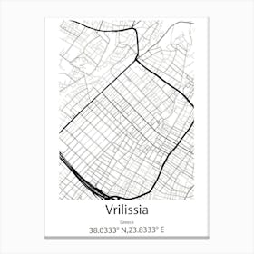 Vrilissia,Greece Minimalist Map Canvas Print