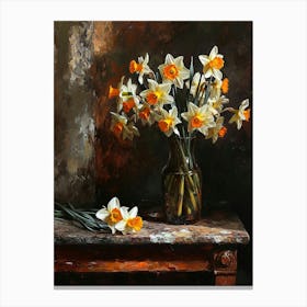 Baroque Floral Still Life Daffodil 3 Canvas Print