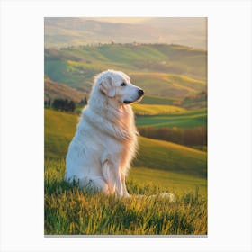 Golden Retriever In Tuscany. Generated AI. Art Print Canvas Print