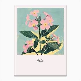 Phlox Square Flower Illustration Poster Canvas Print