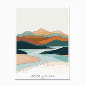 Mount Greylock Usa Color Line Drawing 6 Poster Canvas Print