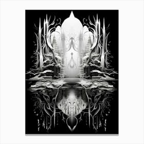 Surreal Symmetry Abstract Black And White 3 Canvas Print