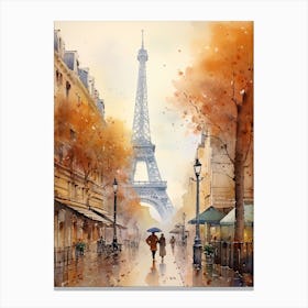 Paris France In Autumn Fall, Watercolour 3 Canvas Print