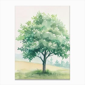 Peach Tree Atmospheric Watercolour Painting 1 Canvas Print