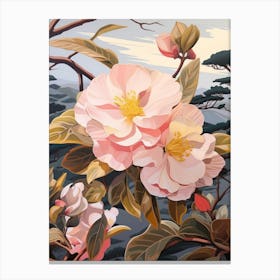 Camellia 3 Flower Painting Canvas Print