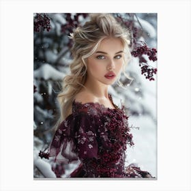 Beautiful Girl In The Snow Canvas Print