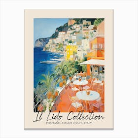 Positano, Amalfi Coast   Italy Il Lido Collection Beach Club Poster 3 Canvas Print