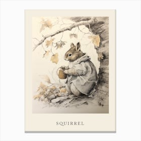 Beatrix Potter Inspired  Animal Watercolour Squirrel 1 Canvas Print