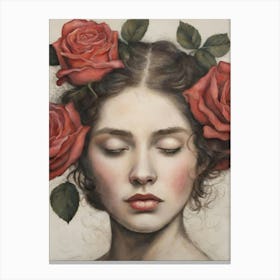 Woman with Roses Canvas Print