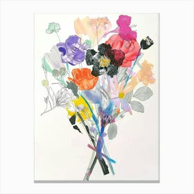 Statice 1 Collage Flower Bouquet Canvas Print