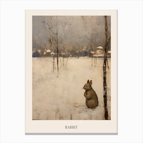 Vintage Winter Animal Painting Poster Rabbit 3 Canvas Print