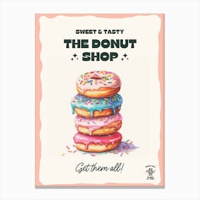 Stack Of Rainbow Donuts The Donut Shop 4 Canvas Print