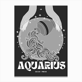Black Zodiac Aquarius Canvas Print