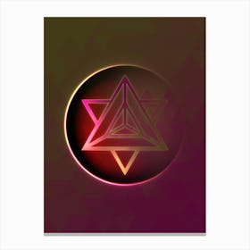 Geometric Neon Glyph on Jewel Tone Triangle Pattern 185 Canvas Print