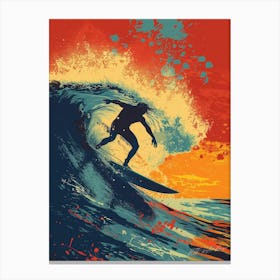 Big Wave Surfing - Surfer On A Wave Canvas Print