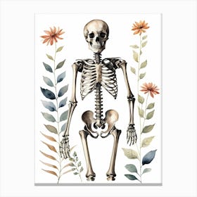 Floral Skeleton Watercolor Painting (31) Canvas Print