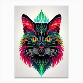 Neon Cat Portrait (10) Canvas Print