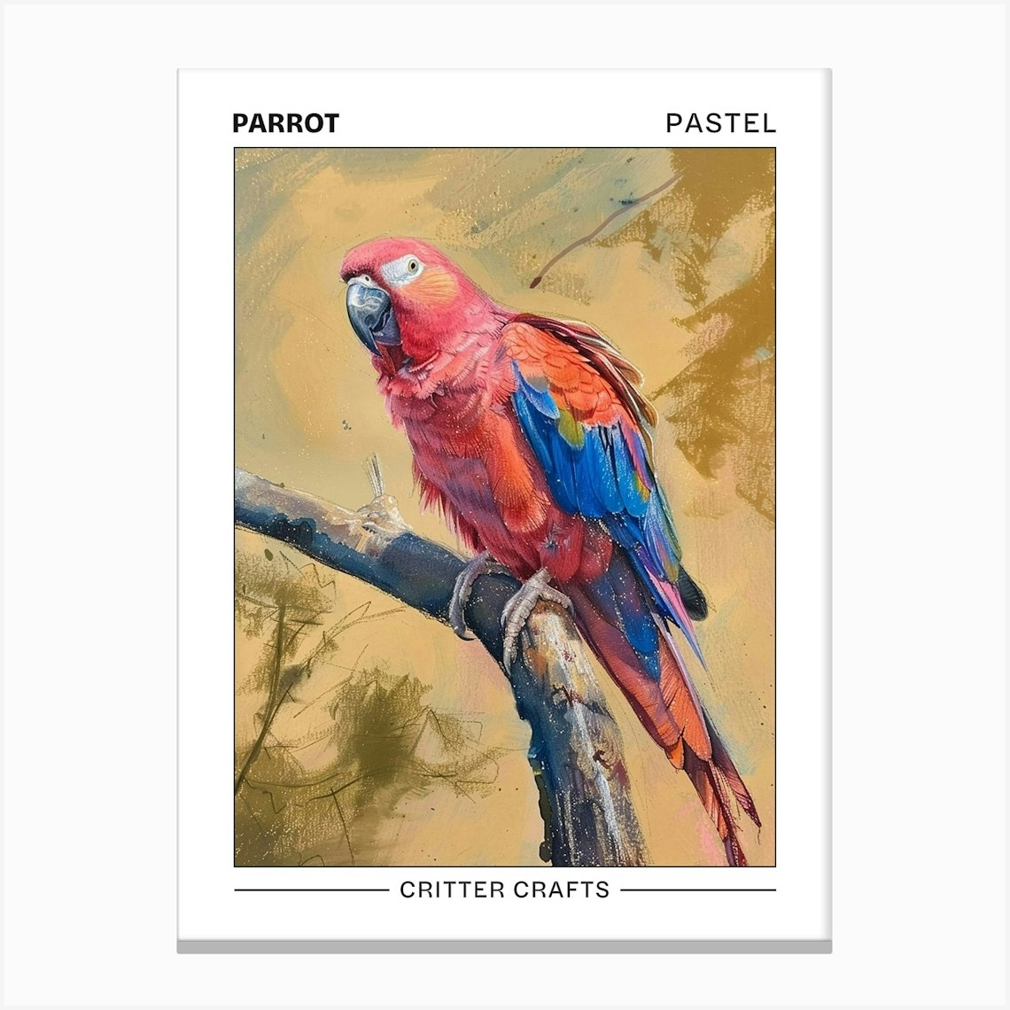 Parrot Pastel Watercolour 2 Poster Canvas Print by Critter Crafts