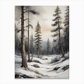 Winter Pine Forest Christmas Painting (22) Canvas Print