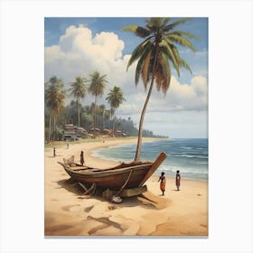 Boat On The Beach art print Canvas Print