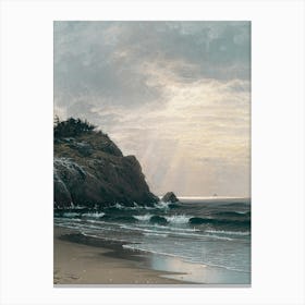 Vintage Painting Sunset On The Beach Canvas Print