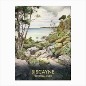 Biscayne National Park Watercolour Vintage Travel Poster 1 Canvas Print