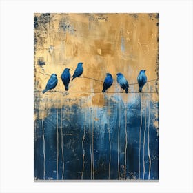 Blue Birds On A Wire 9 Canvas Print