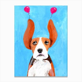 Beagle With Balloons Canvas Print