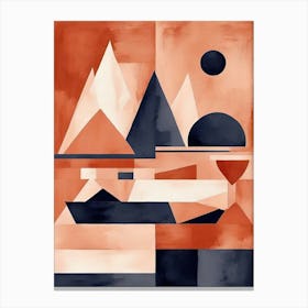 Geometric Terracotta Navy No Art Print Canvas Print