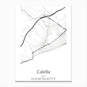 Calella,Spain Minimalist Map Canvas Print