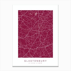Glanstonbury Map Print Cherry Canvas Print