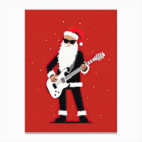 Santa Claus Playing Guitar, Christmas Canvas Print