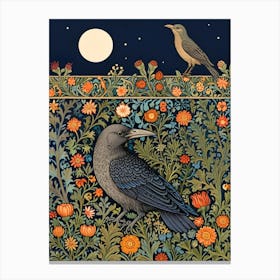 William Morris Crow And Flower Canvas Print