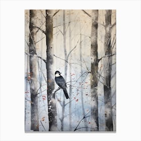 Winter Watercolour Woodpecker 3 Canvas Print