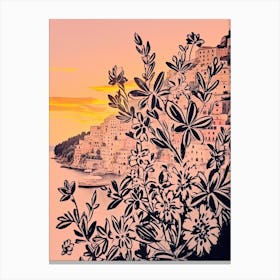Positano, Flower Collage 3 Canvas Print