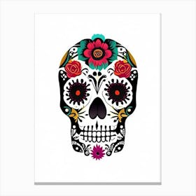 Sugar Skull Day Of The Dead Inspired Skull 3 Mexican Canvas Print