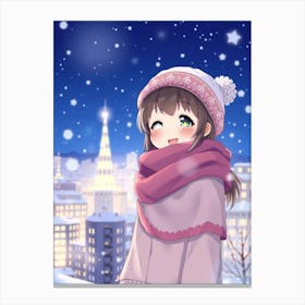 Anime Girl In Winter 1 Canvas Print