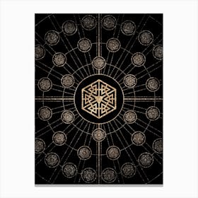 Geometric Glyph Abstract Radial Array in Glitter Gold on Black n.0184 Canvas Print