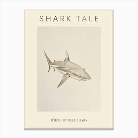 White Tip Reef Shark Vintage Illustration 2 Poster Canvas Print