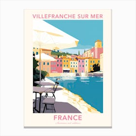 Villefranche Sur Mer, France, Flat Pastels Tones Illustration 3 Poster Canvas Print