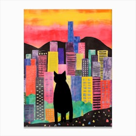Seoul, South Korea Skyline With A Cat 2 Canvas Print