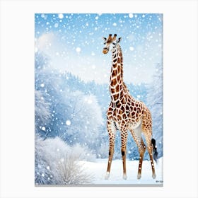 Giraffe Adorned In Festive Winter Attire Gently Blowing Strains Of Melody As It Wanders Aimlessly I Canvas Print