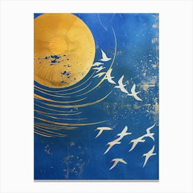 Birds Flying Over The Sun 1 Canvas Print