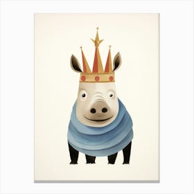 Little Rhinoceros 2 Wearing A Crown Canvas Print